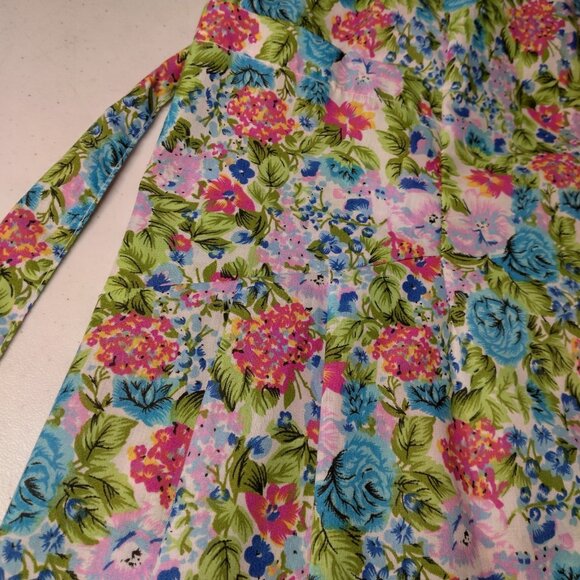 Buck & Buck House Dress Small Floral Pleated Zip Front Short Sleeve Granny - Picture 10 of 16